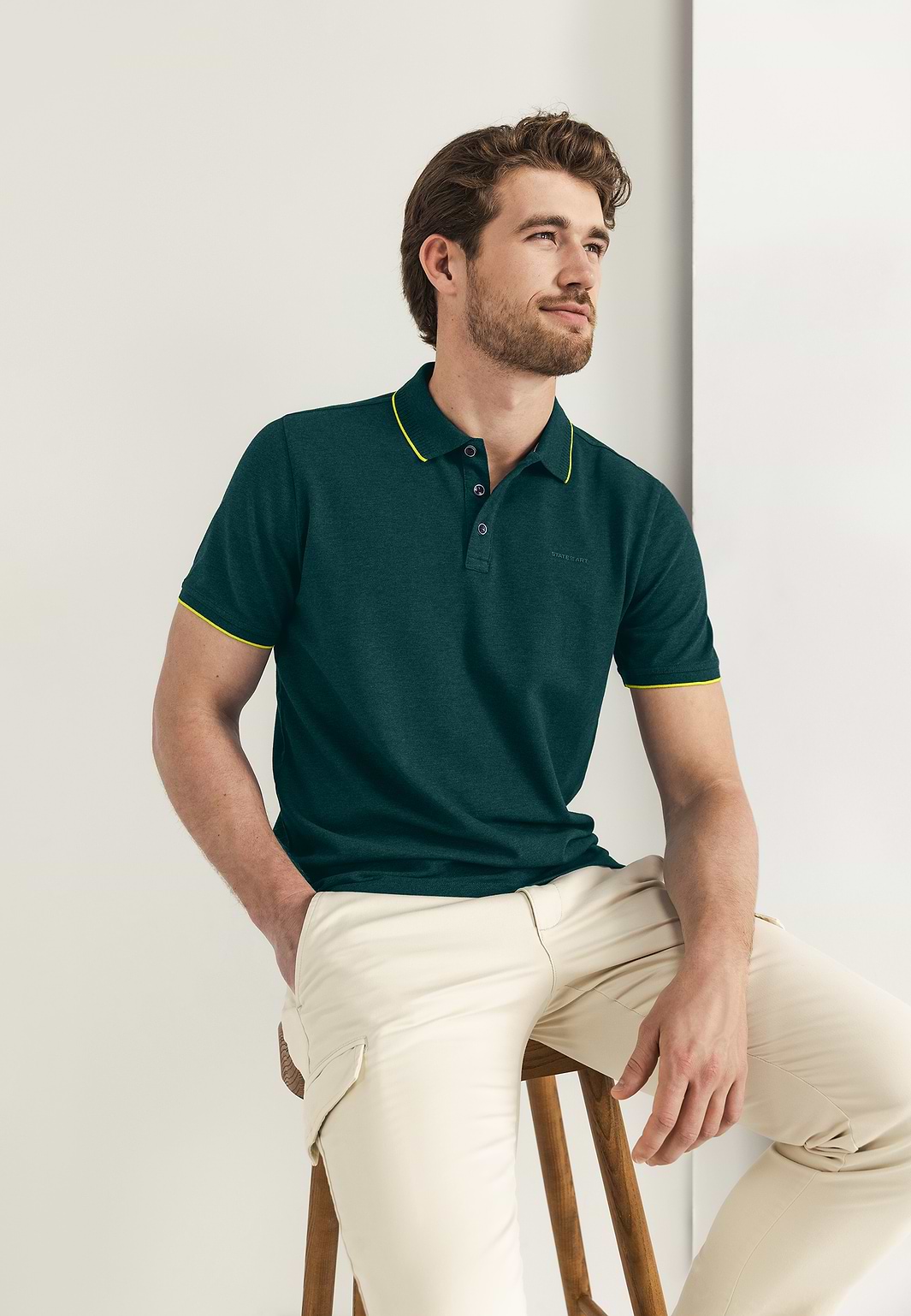 Piqué-polo-met-gemêleerd-dessin