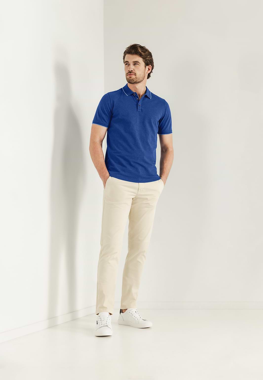 Piqué-Poloshirt-mit-meliertem-Muster