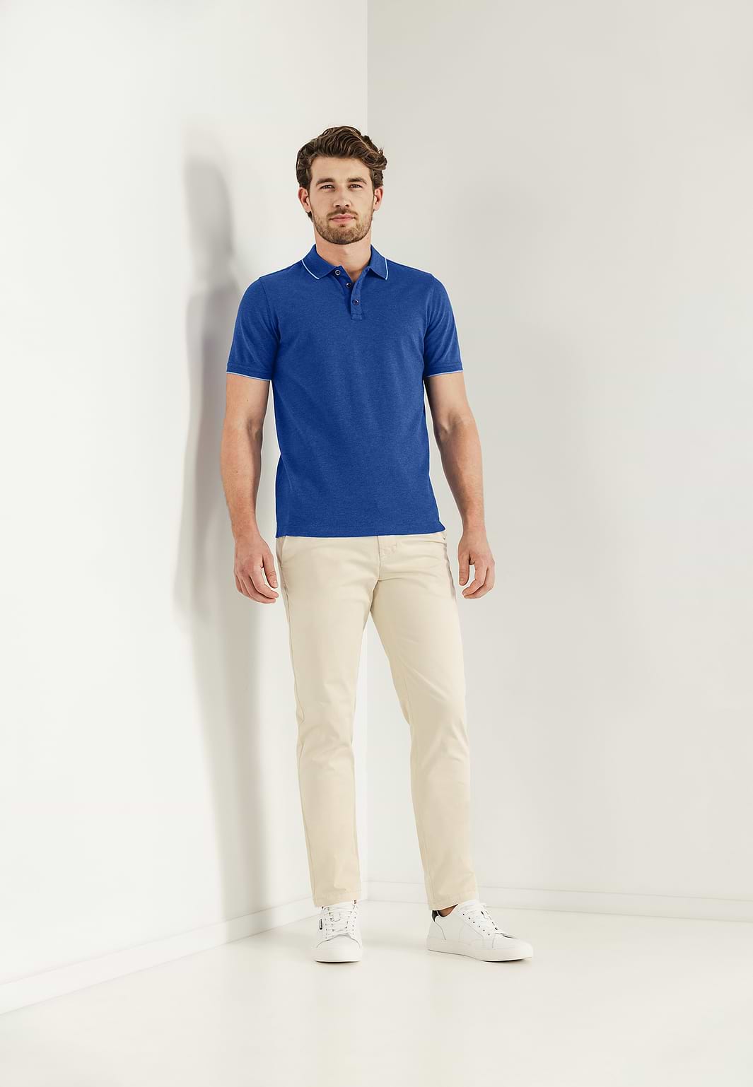 Piqué-Poloshirt-mit-meliertem-Muster