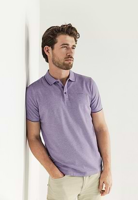 Piqué-polo-met-gemêleerd-dessin
