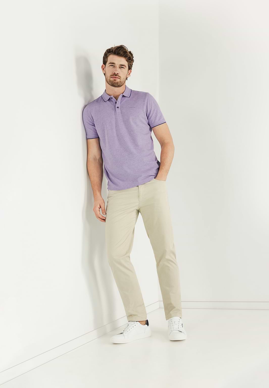 Piqué-polo-met-gemêleerd-dessin