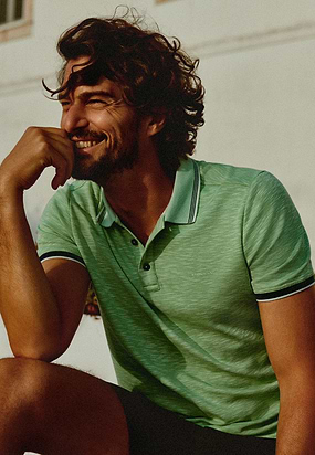 Gemêleerde-polo-met-streepdetails