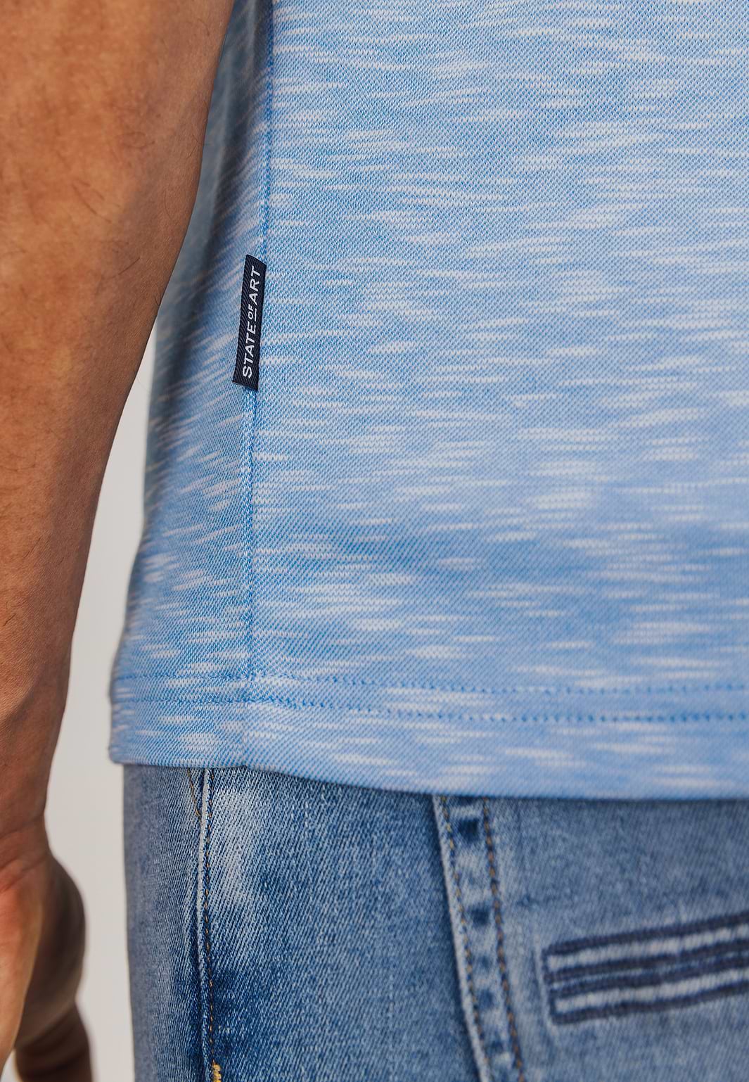 Meliertes-Poloshirt-mit-Streifendetails