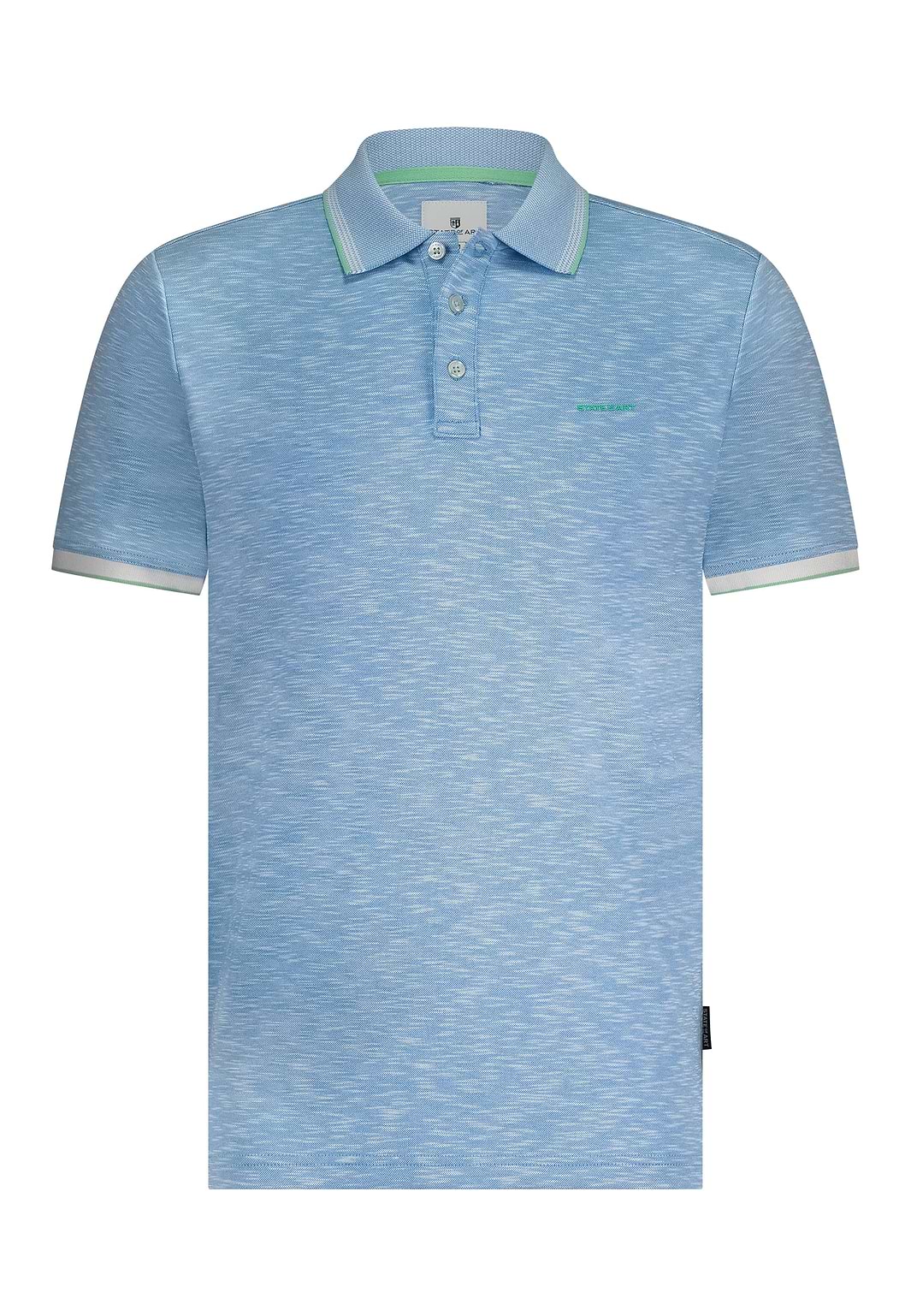Meliertes-Poloshirt-mit-Streifendetails