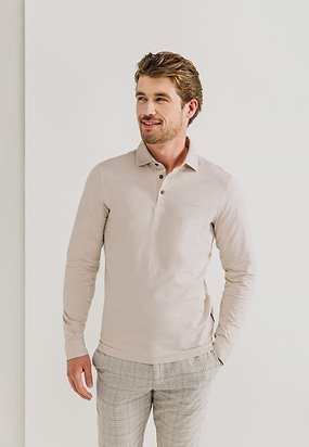Jersey-polo-met-geweven-kraag