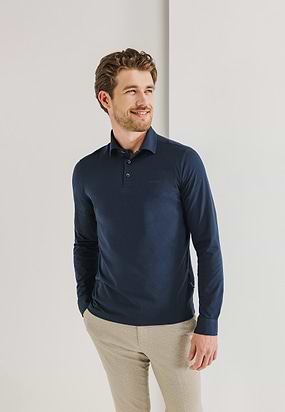 Jersey-polo-met-geweven-kraag