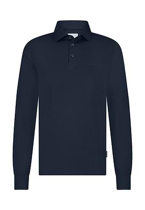 Jersey-polo-met-geweven-kraag