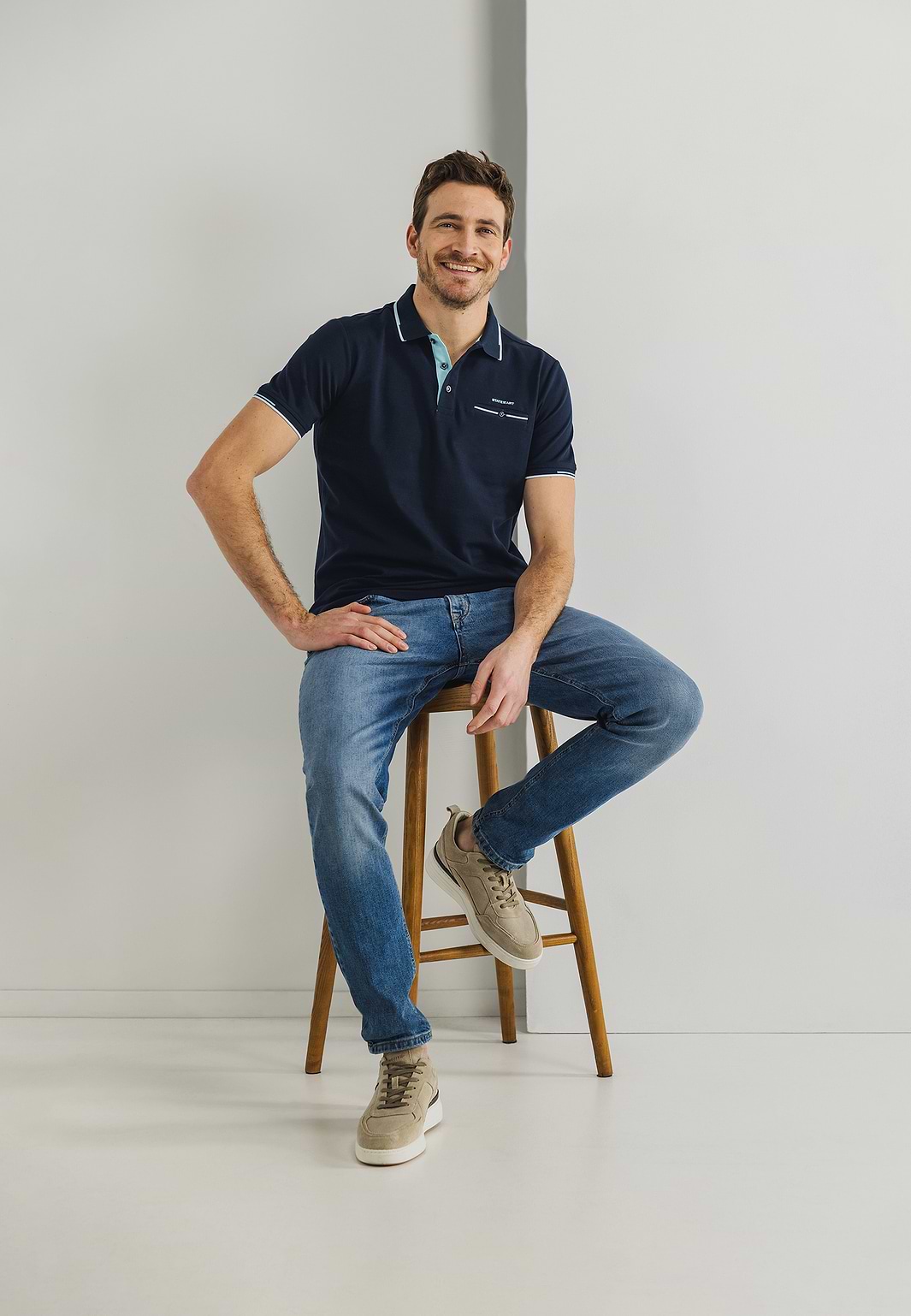 Piqué-Poloshirt-mit-Brusttasche