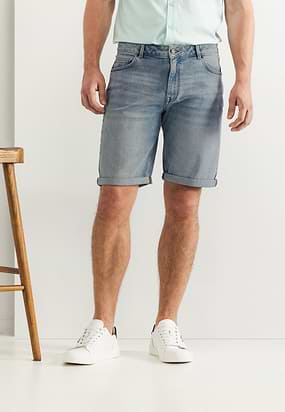 Denim-short-van-een-katoen-mix