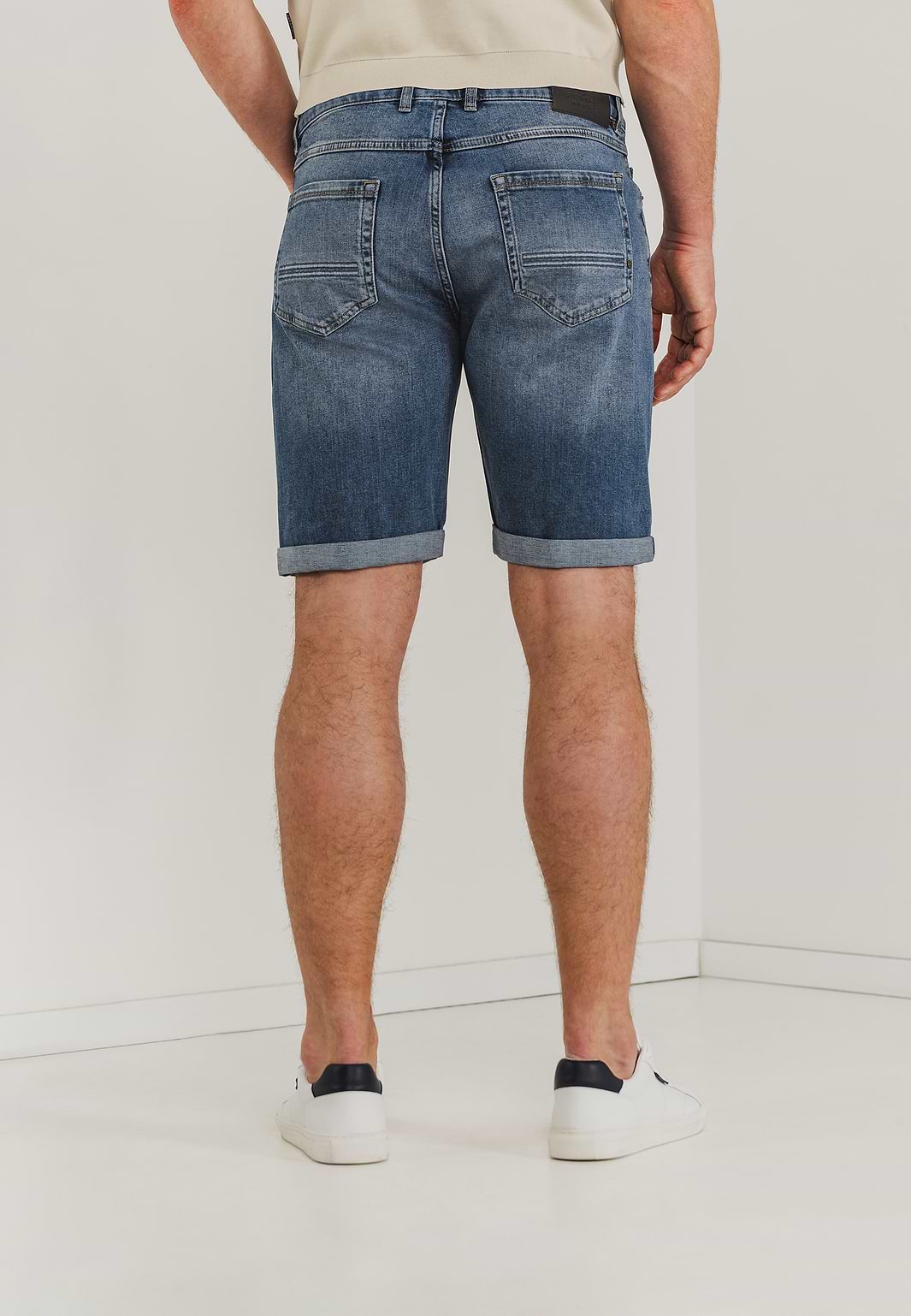 Denim-short-van-een-katoen-mix