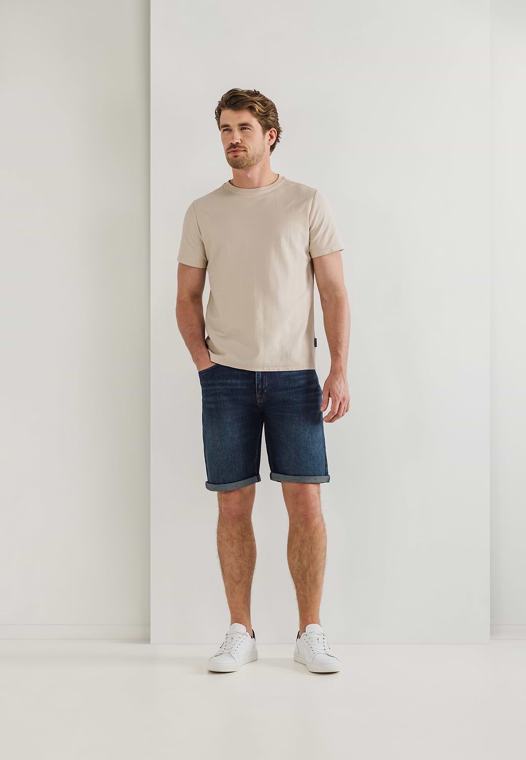Denim-short-van-een-katoen-mix