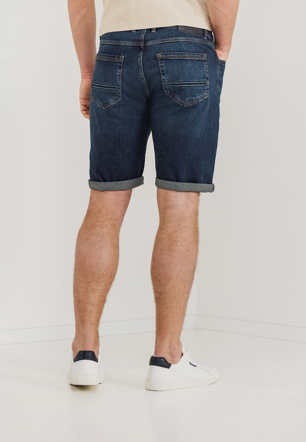 Denim-short-van-een-katoen-mix