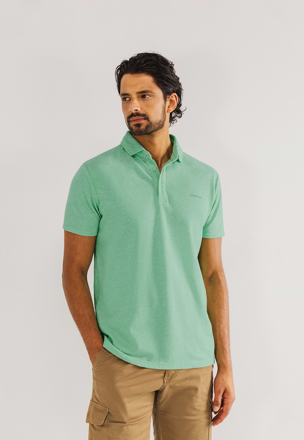 Piqué-polo-met-gemêleerd-dessin