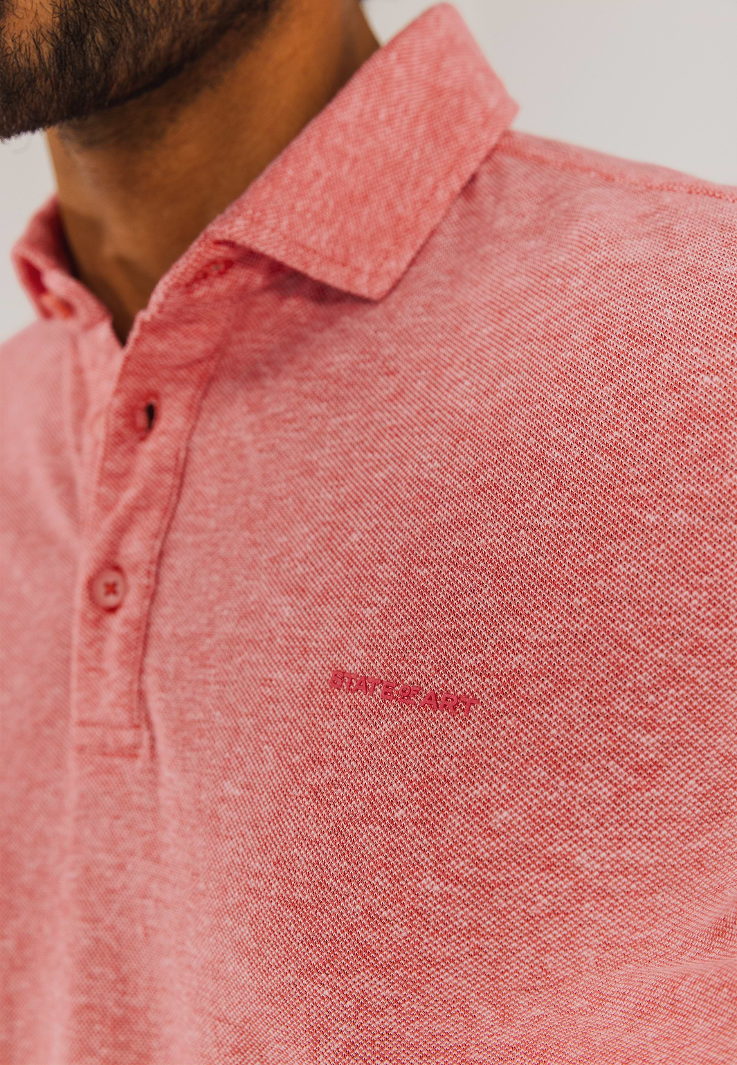 Piqué-Poloshirt-mit-meliertem-Design