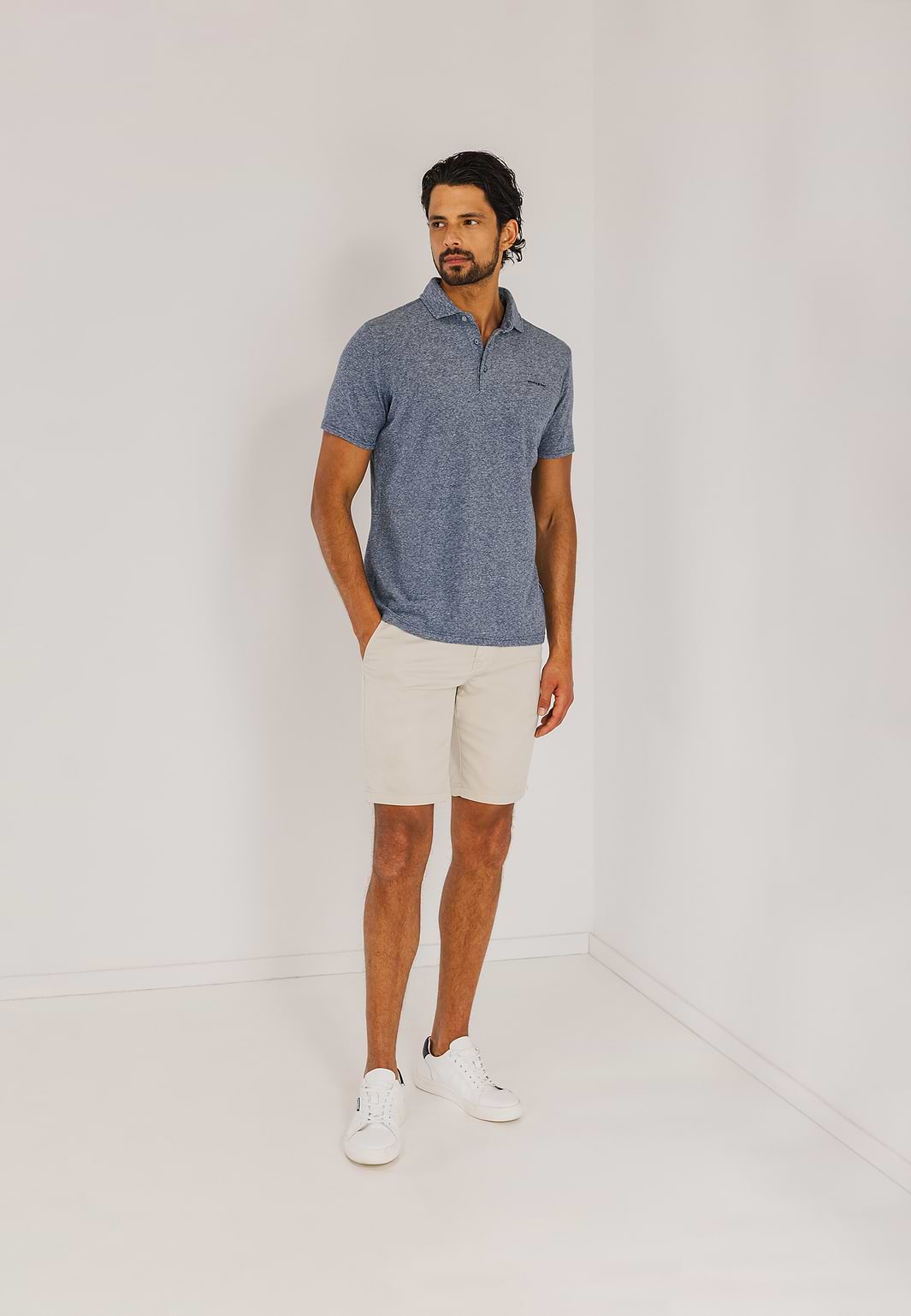 Piqué-polo-met-gemêleerd-dessin