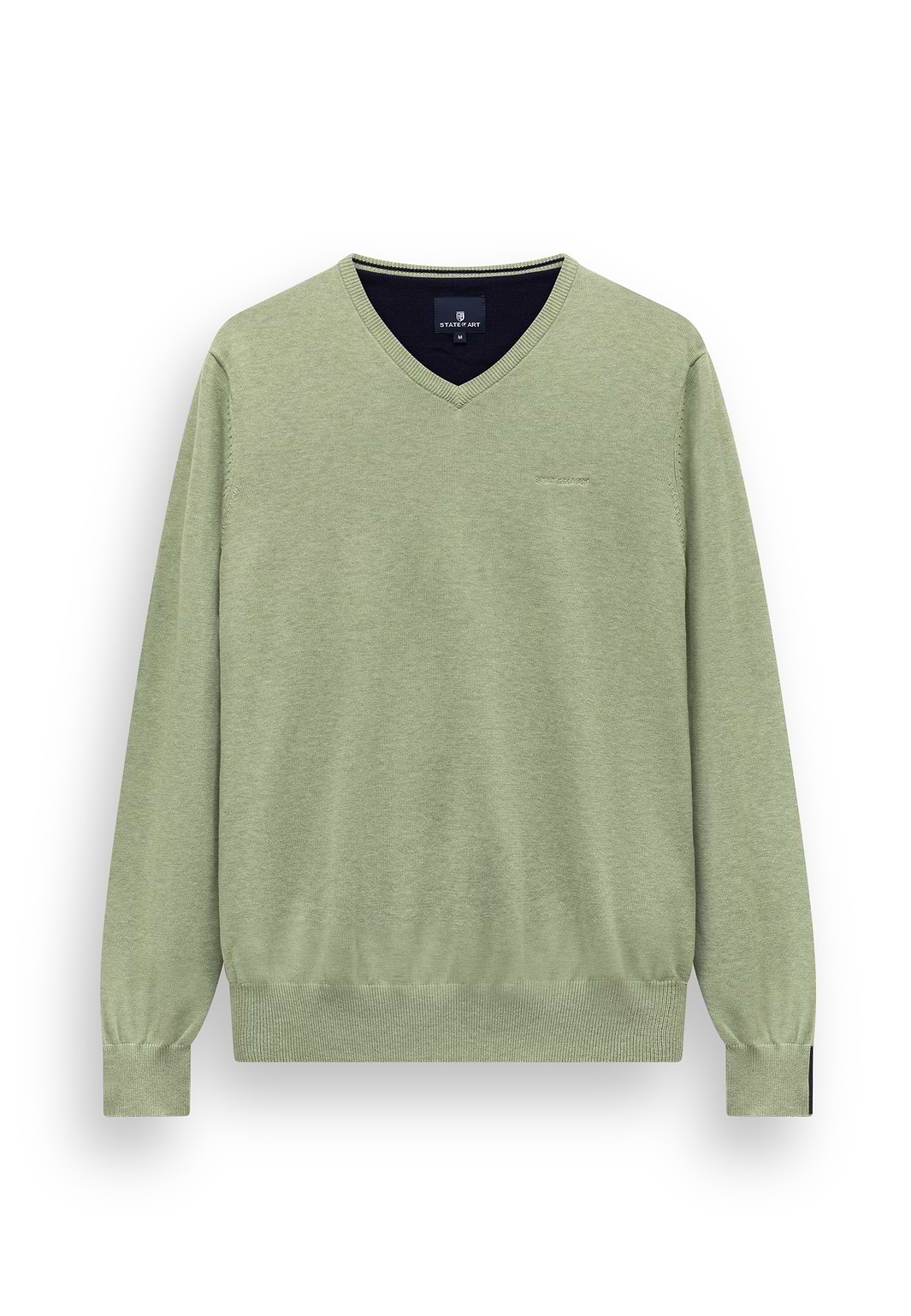 Fein-gestrickter-Pullover-mit-V-Ausschnitt