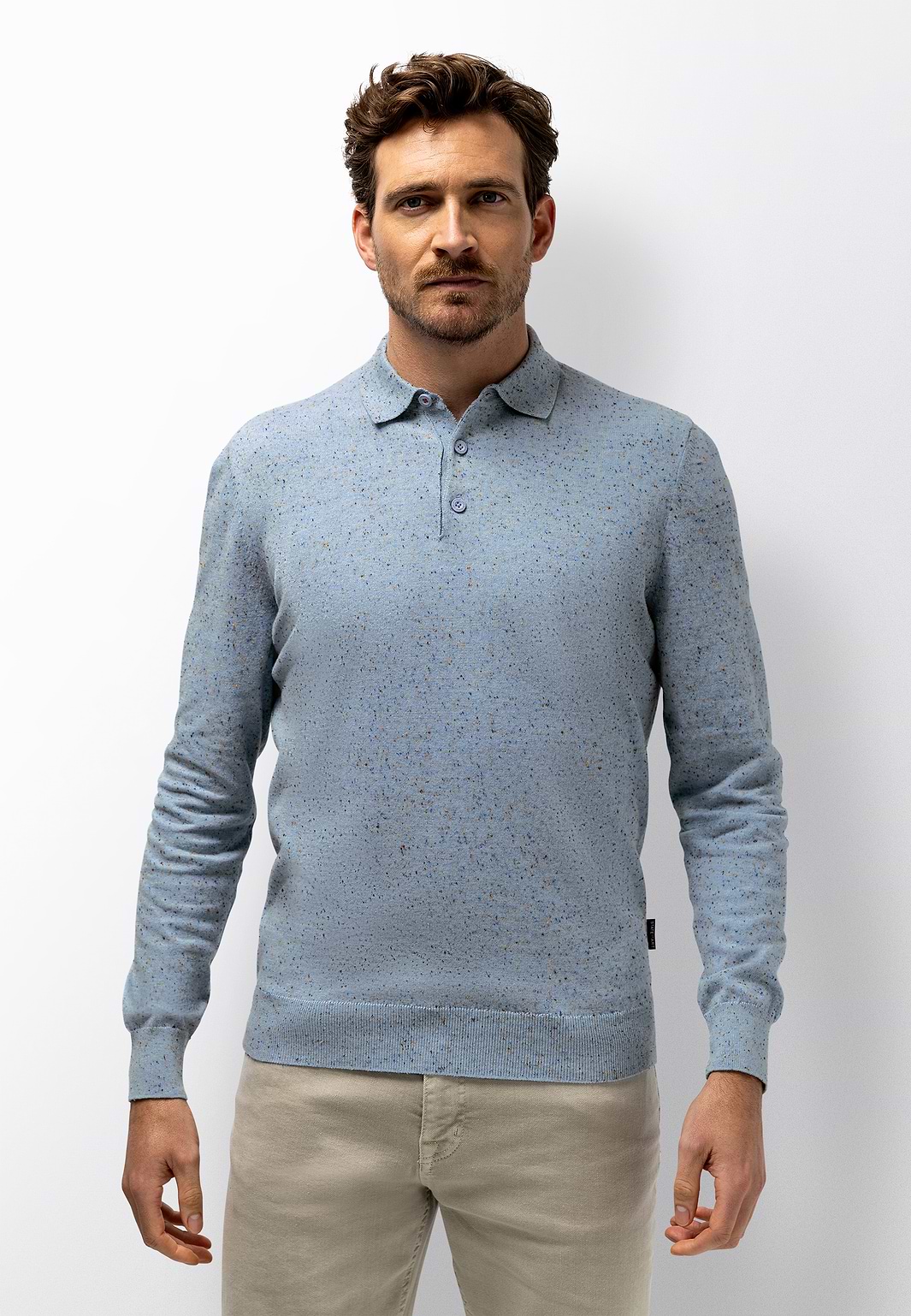 Melange-polo-in-cotton-blend