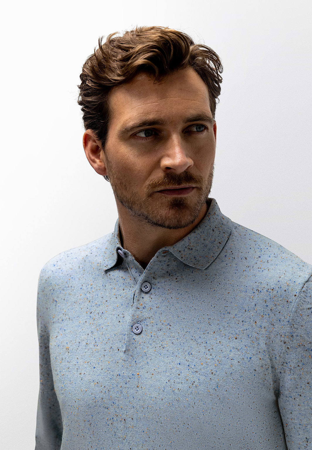 Melange-polo-in-cotton-blend