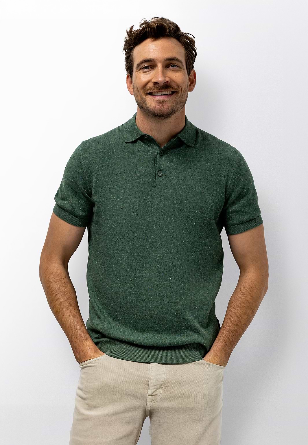 Melange-polo-in-cotton-polyester-blend