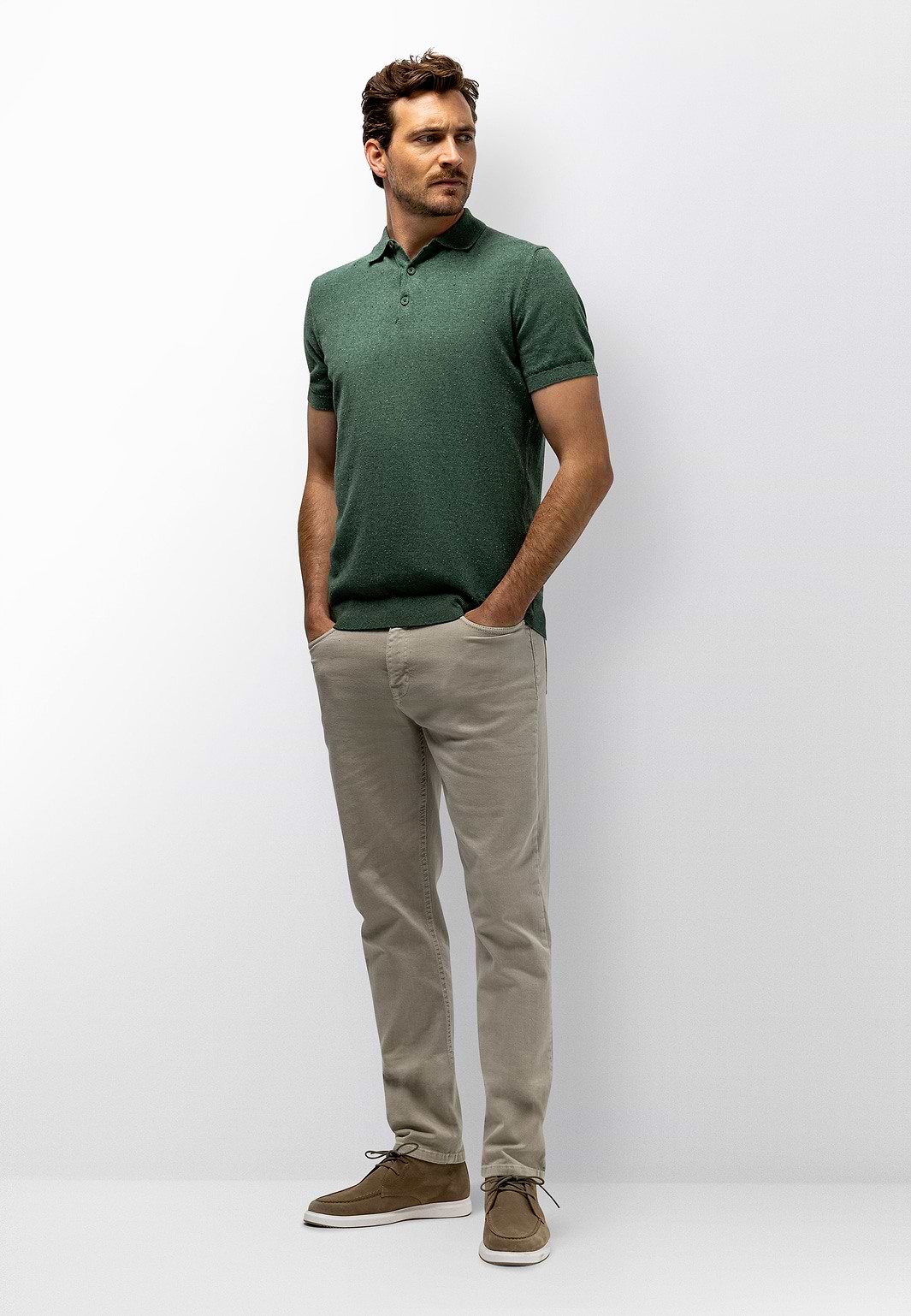 Melange-polo-in-cotton-polyester-blend