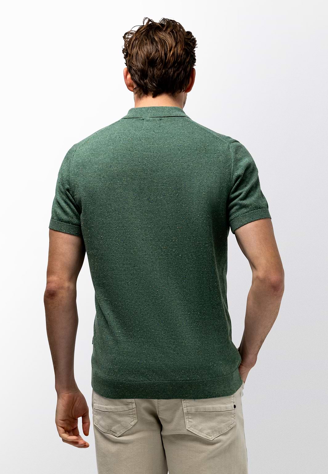Melange-polo-in-cotton-polyester-blend