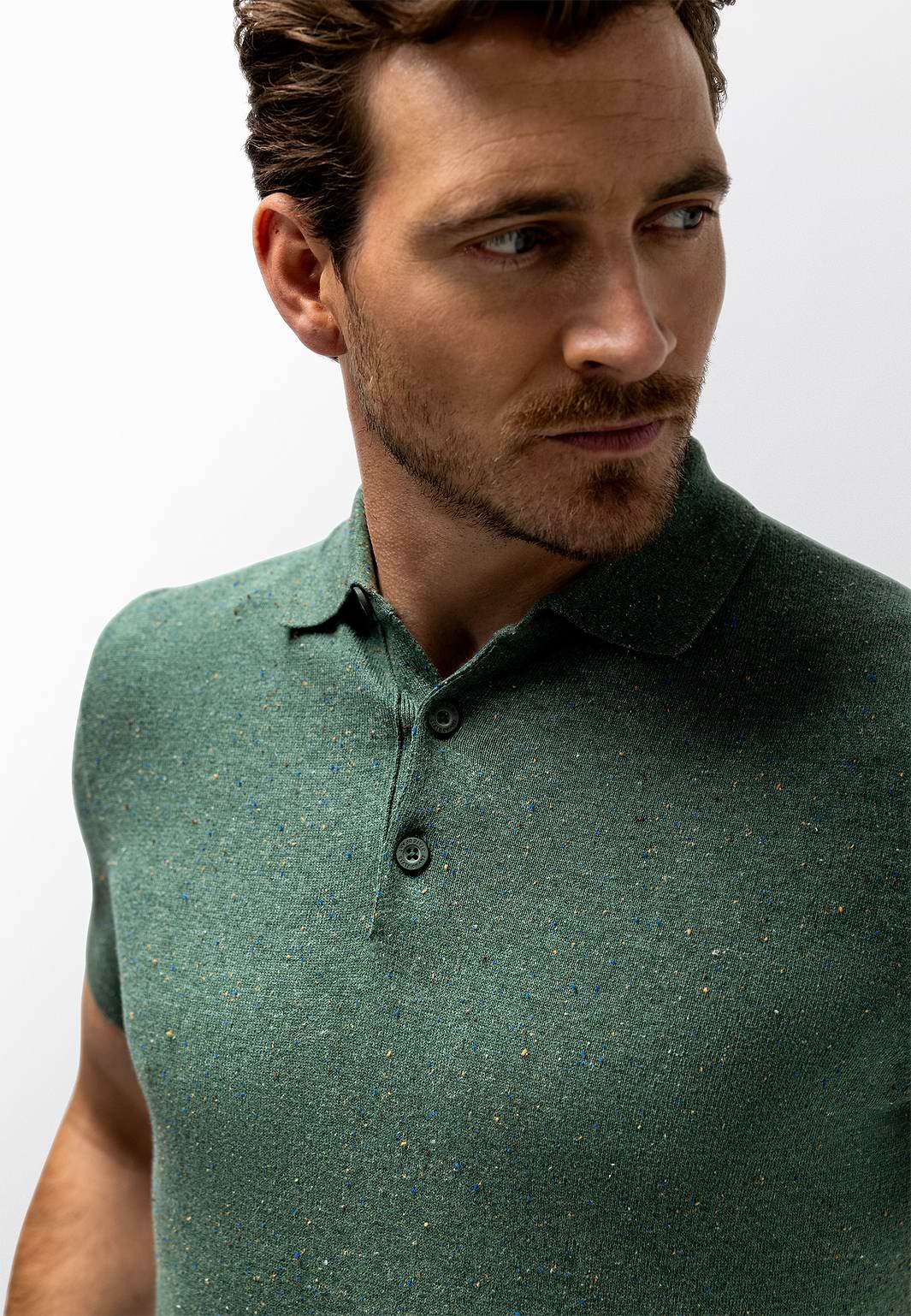 Melange-polo-in-cotton-polyester-blend