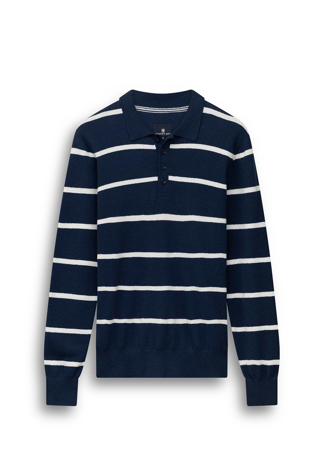Fein-gestricktes-Poloshirt-mit-Streifen