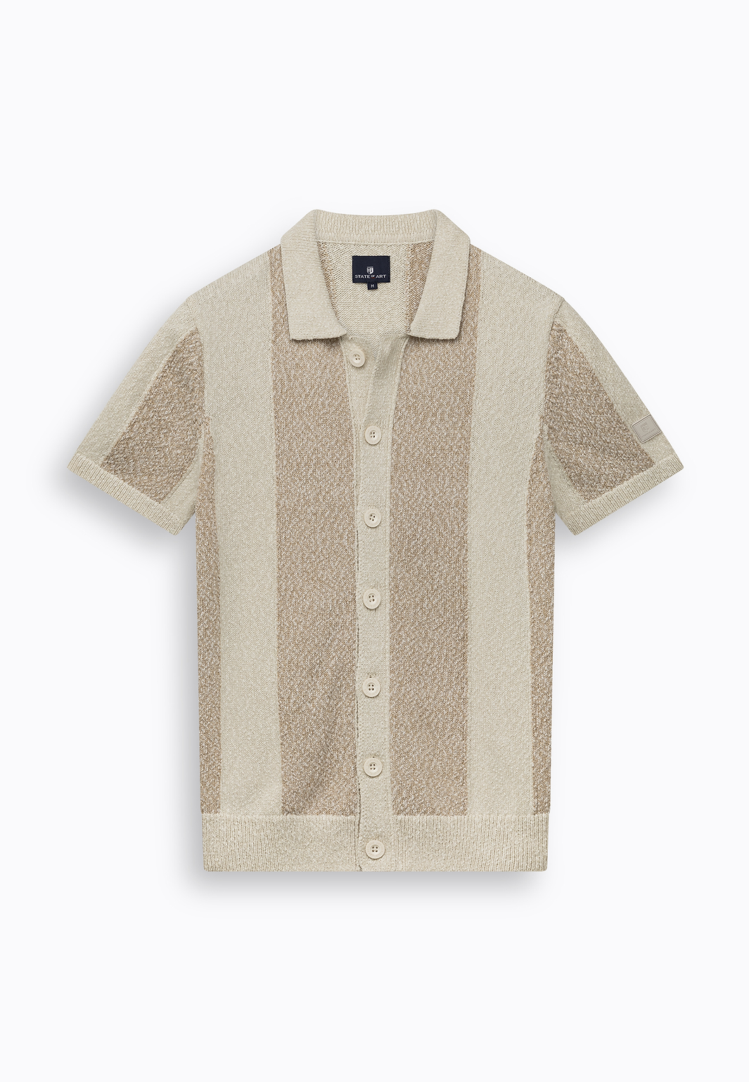 Knitted-polo-cardigan-in-fancy-yarn