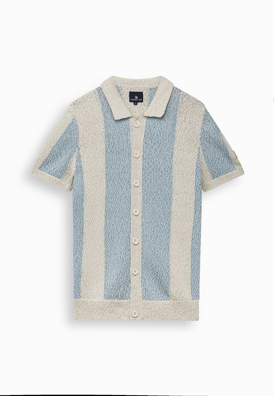 Knitted-polo-cardigan-in-fancy-yarn