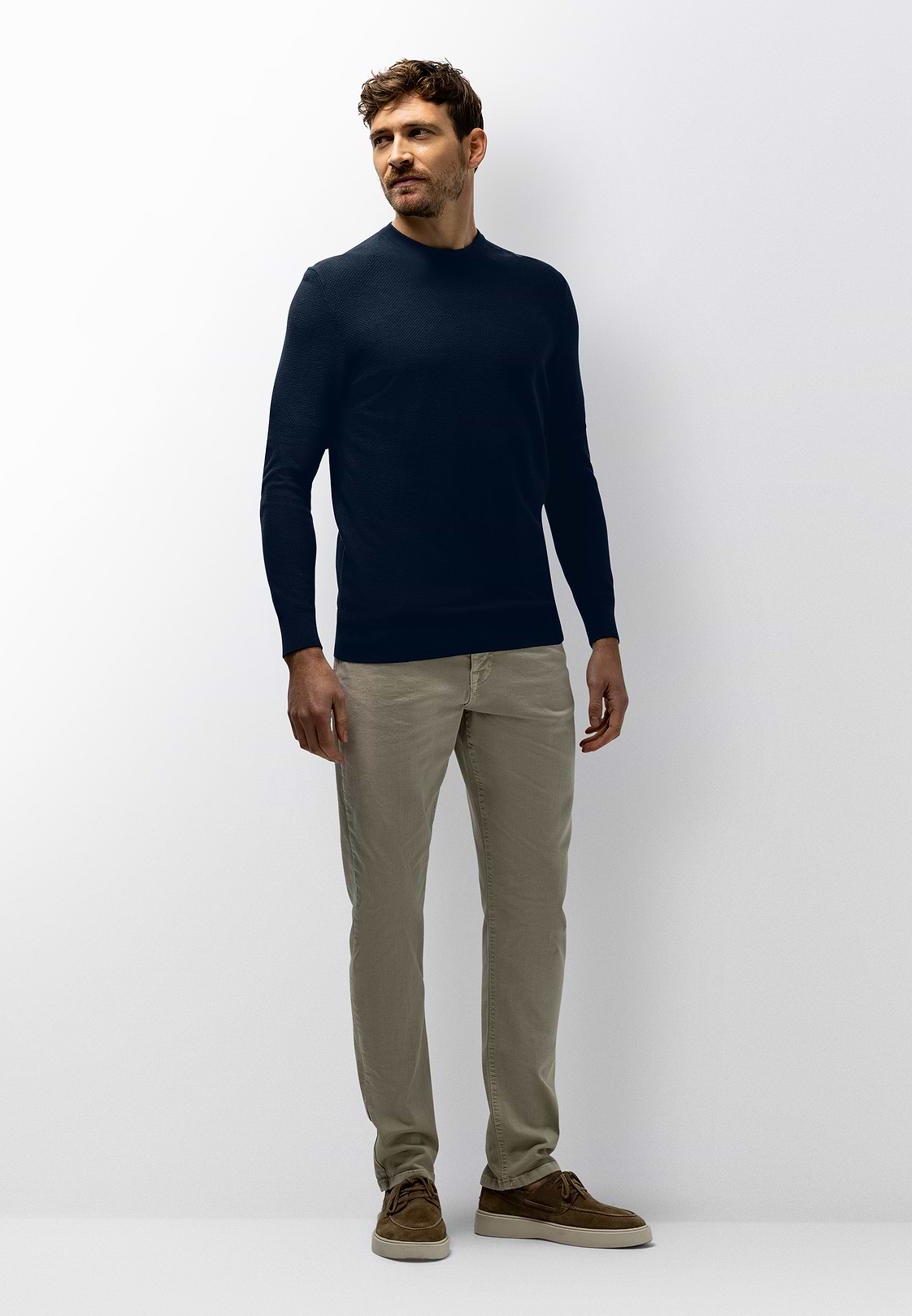 Textured knit crew-neck jumper