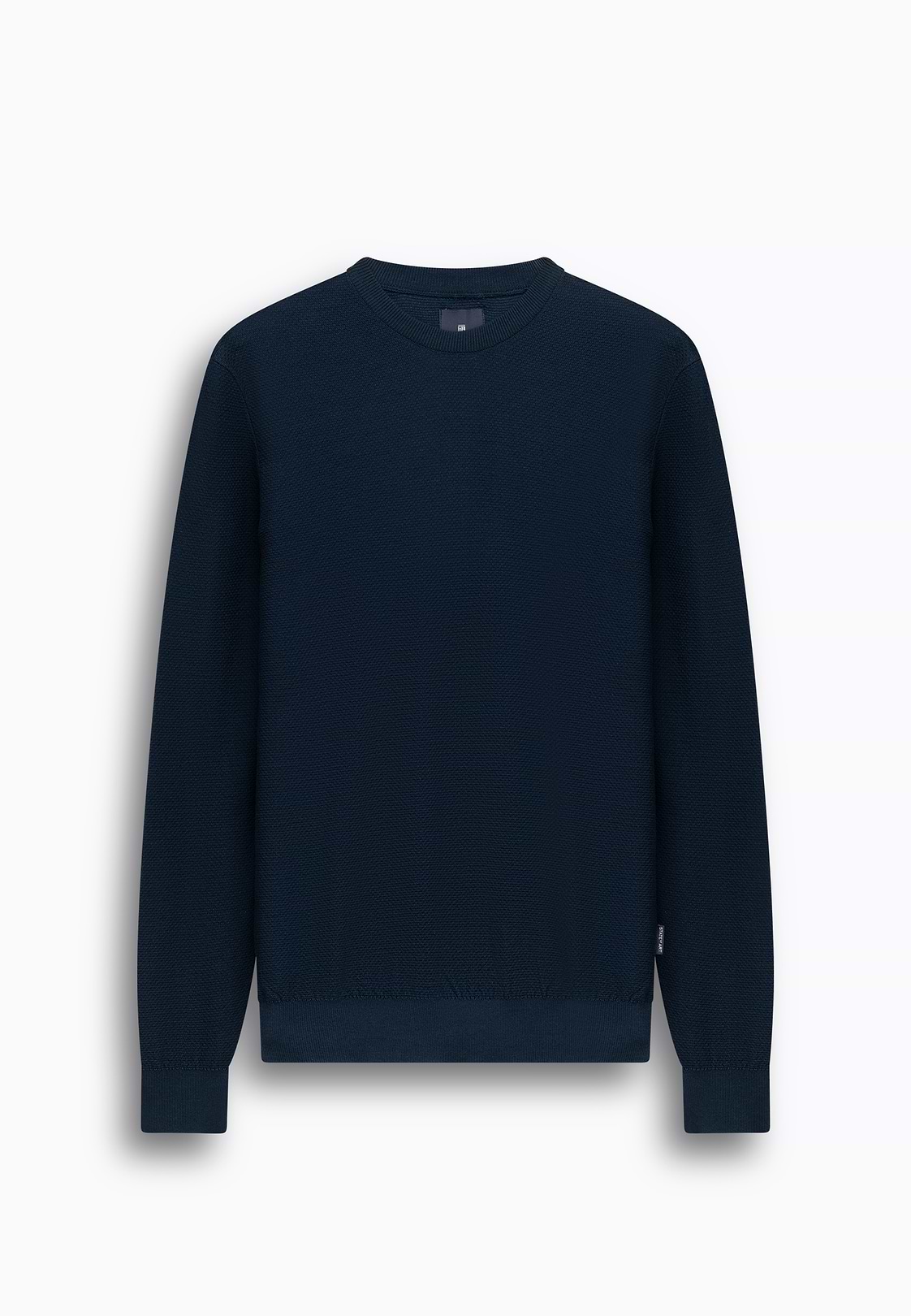 Textured knit crew-neck jumper