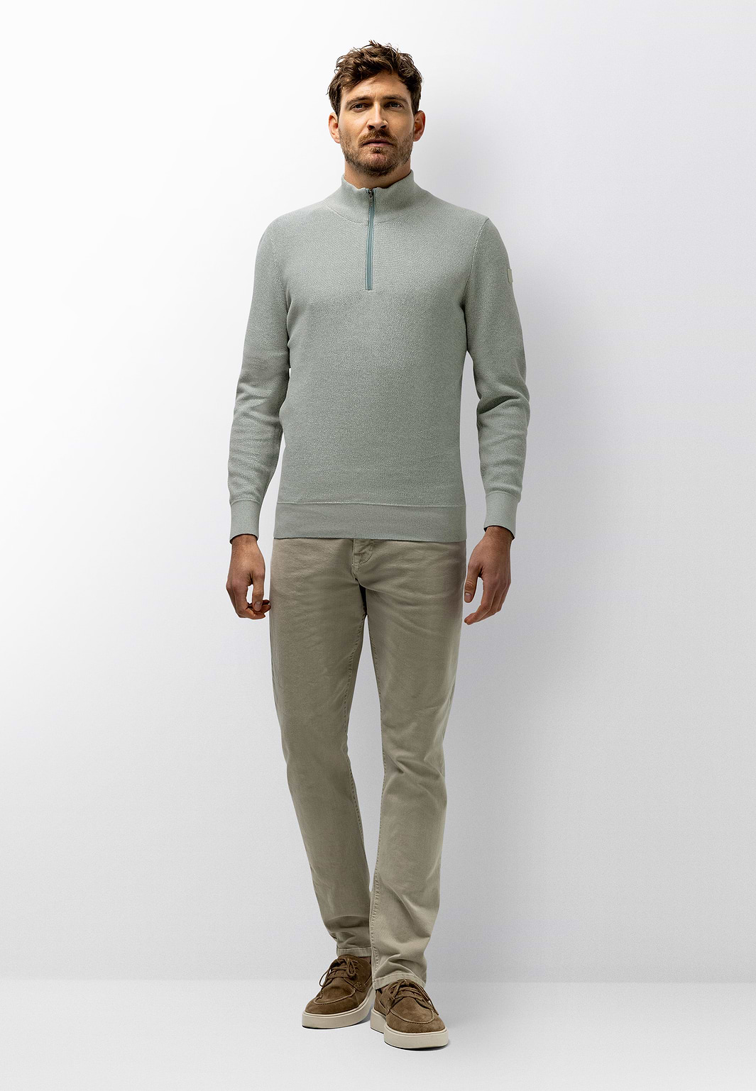 Gemêleerde-trui-met-halve-rits