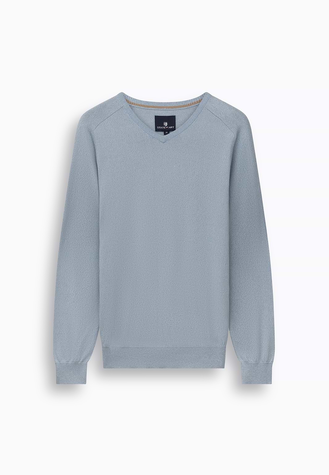 Melierter-Pullover-mit-V-Ausschnitt