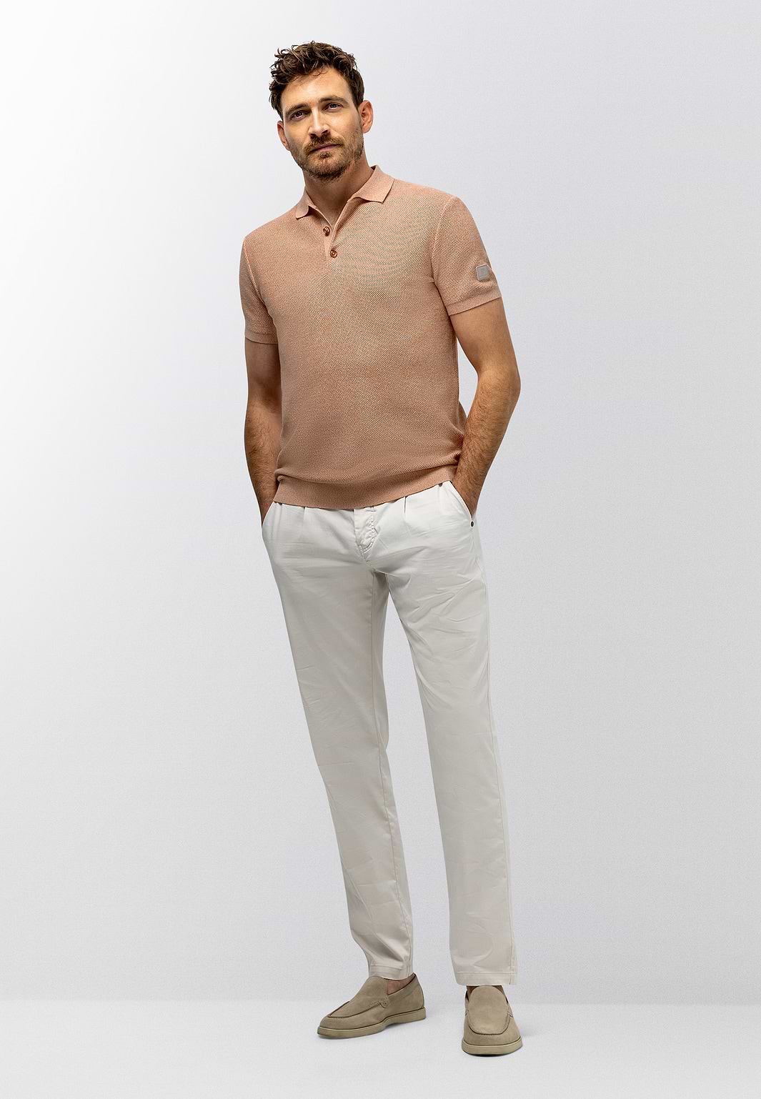 Poloshirt-mit-Honigwabenmuster