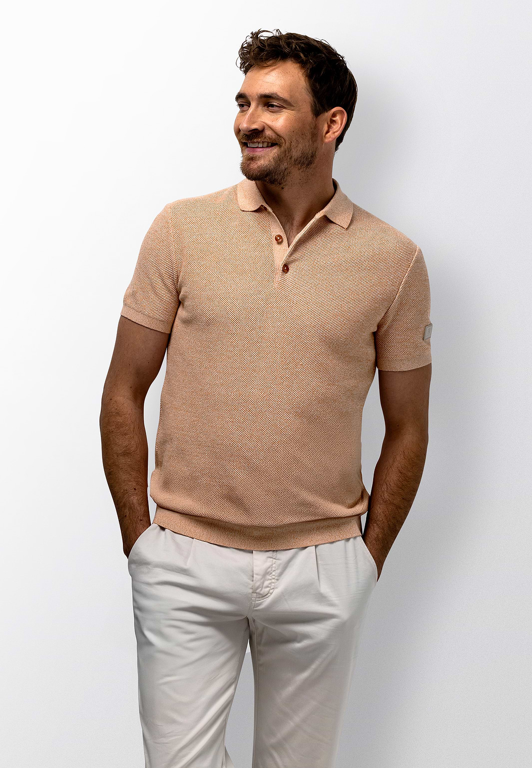 Poloshirt-mit-Honigwabenmuster