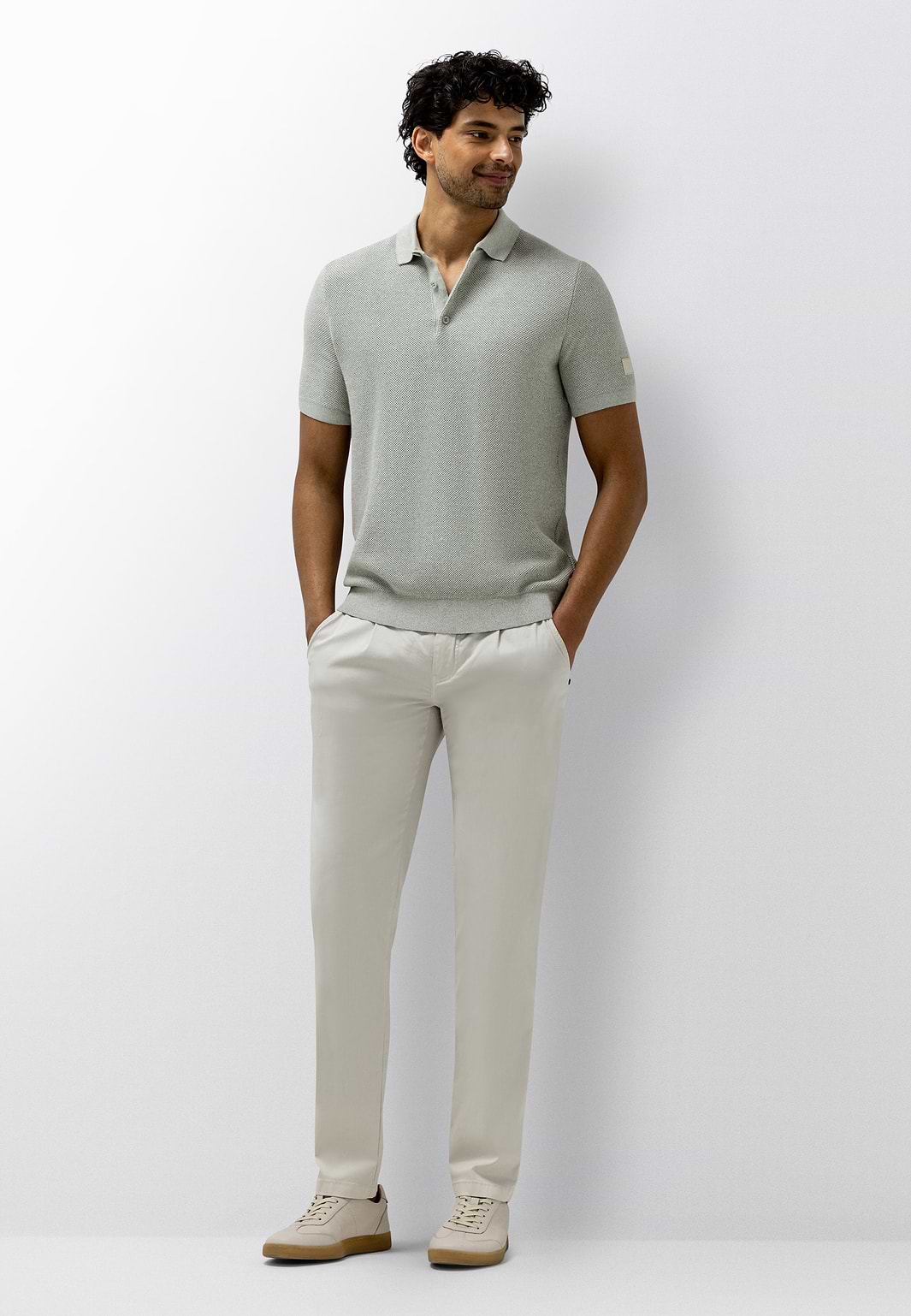 Poloshirt-mit-Honigwabenmuster