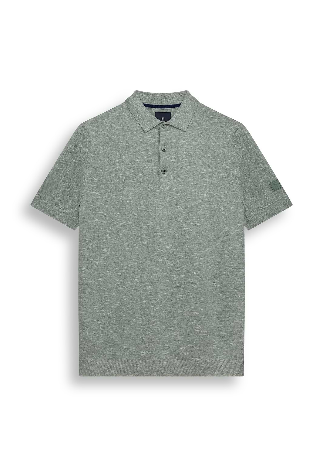 Fein-gestricktes-Poloshirt-in-melierter-Optik