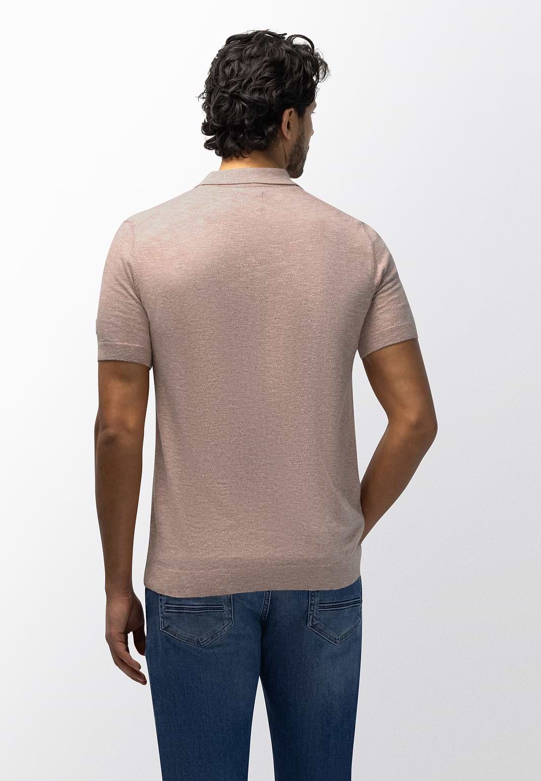 Fein-gestricktes-Poloshirt-in-melierter-Optik
