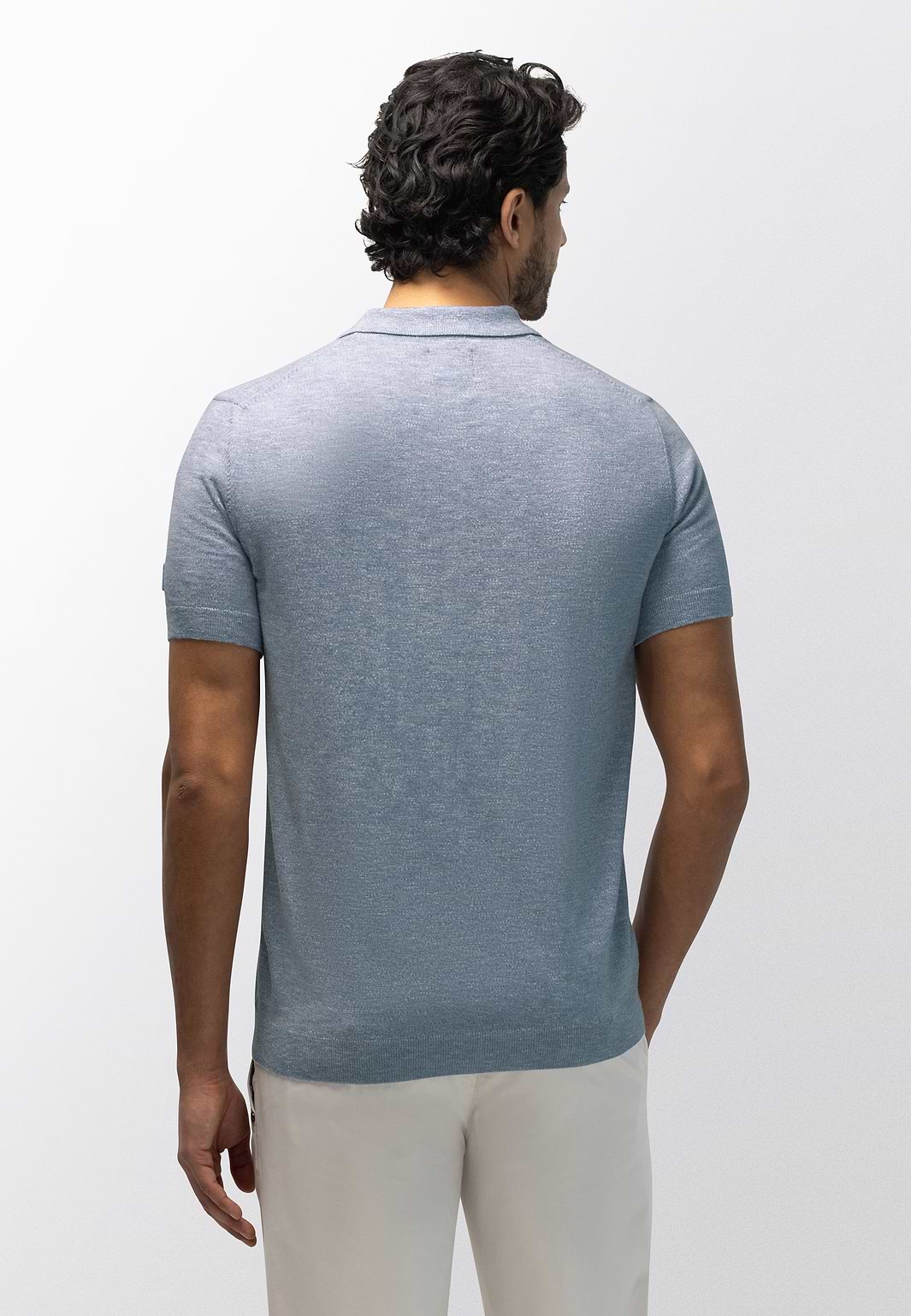 Fein-gestricktes-Poloshirt-in-melierter-Optik