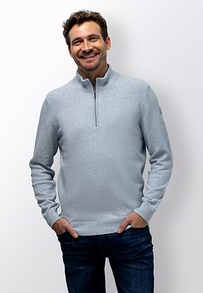 Gemêleerde-trui-met-halve-rits