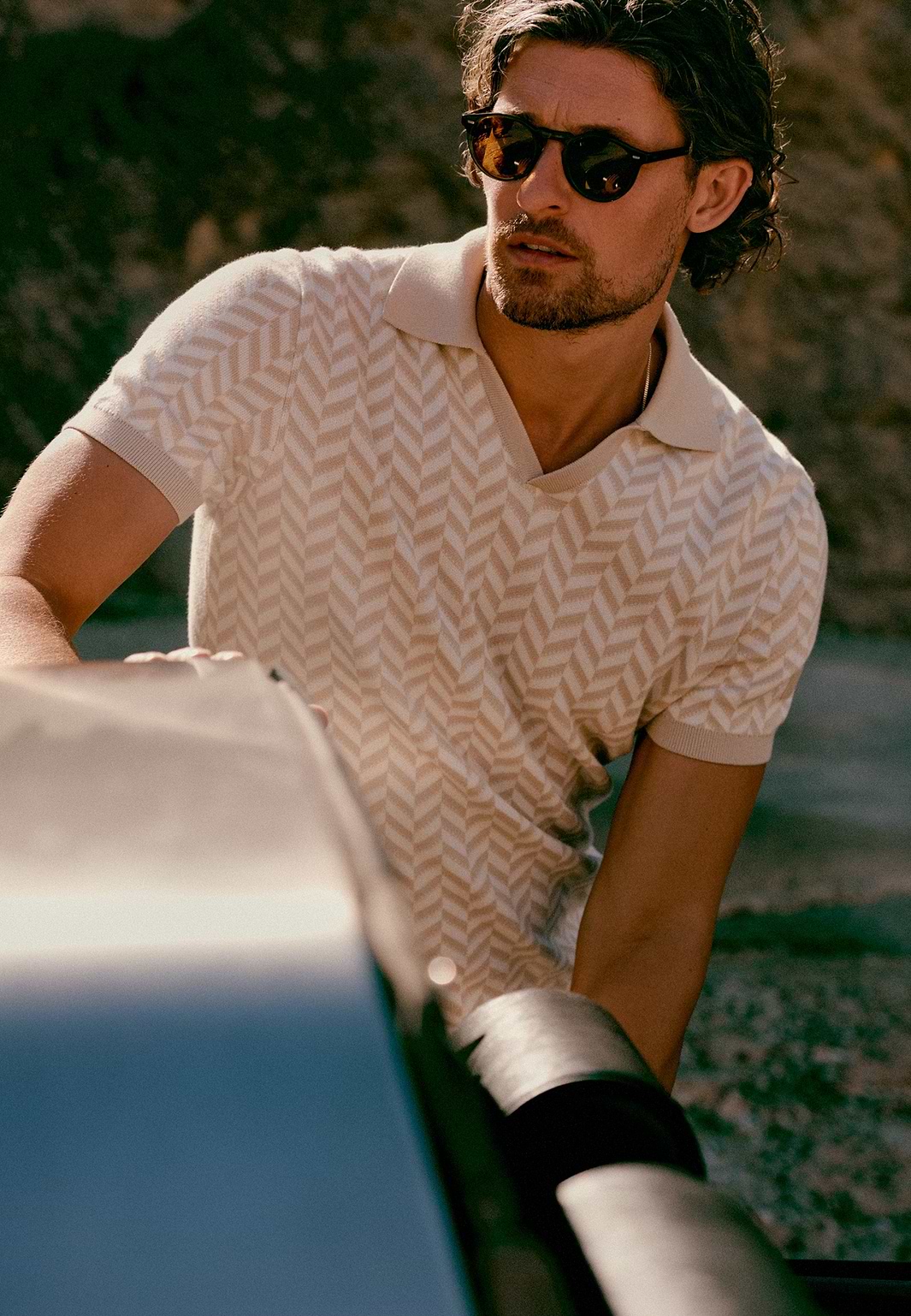 Polo-met-jacquard-visgraatmotief