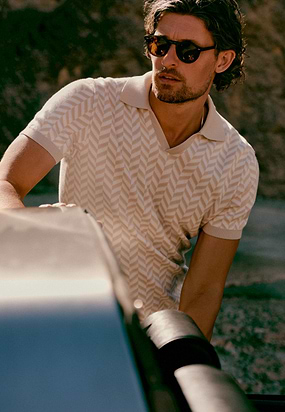 Polo-met-jacquard-visgraatmotief