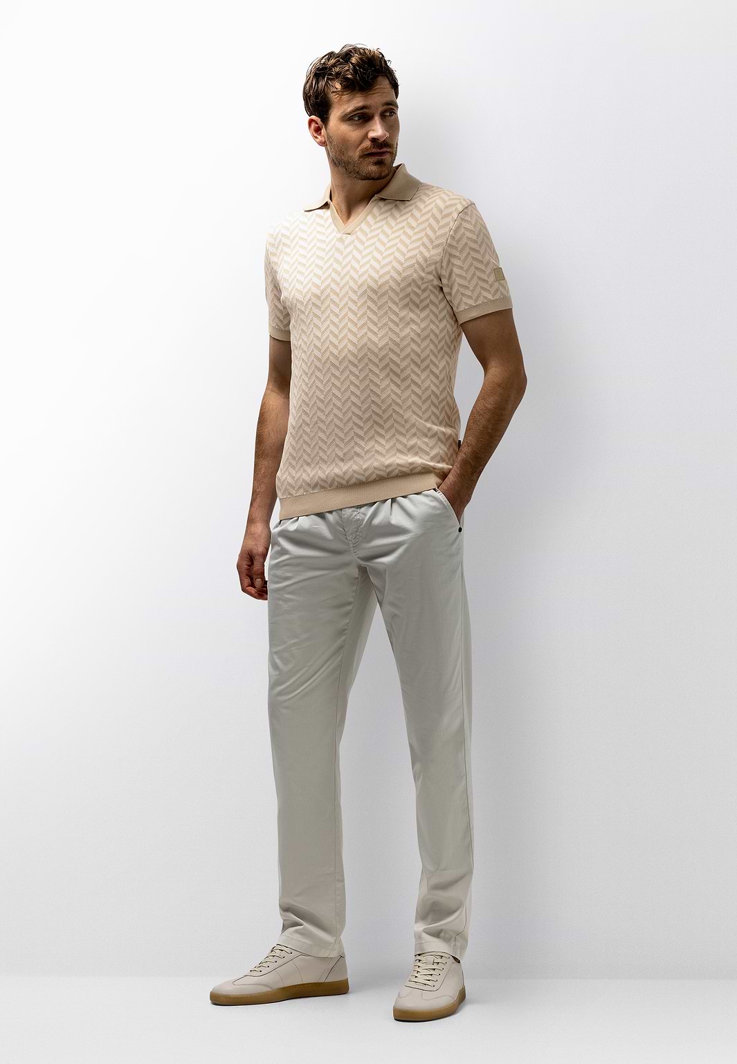Polo-met-jacquard-visgraatmotief