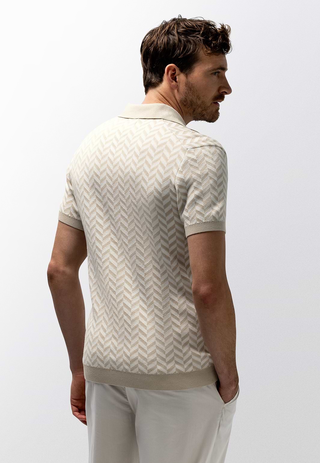 Polo-met-jacquard-visgraatmotief