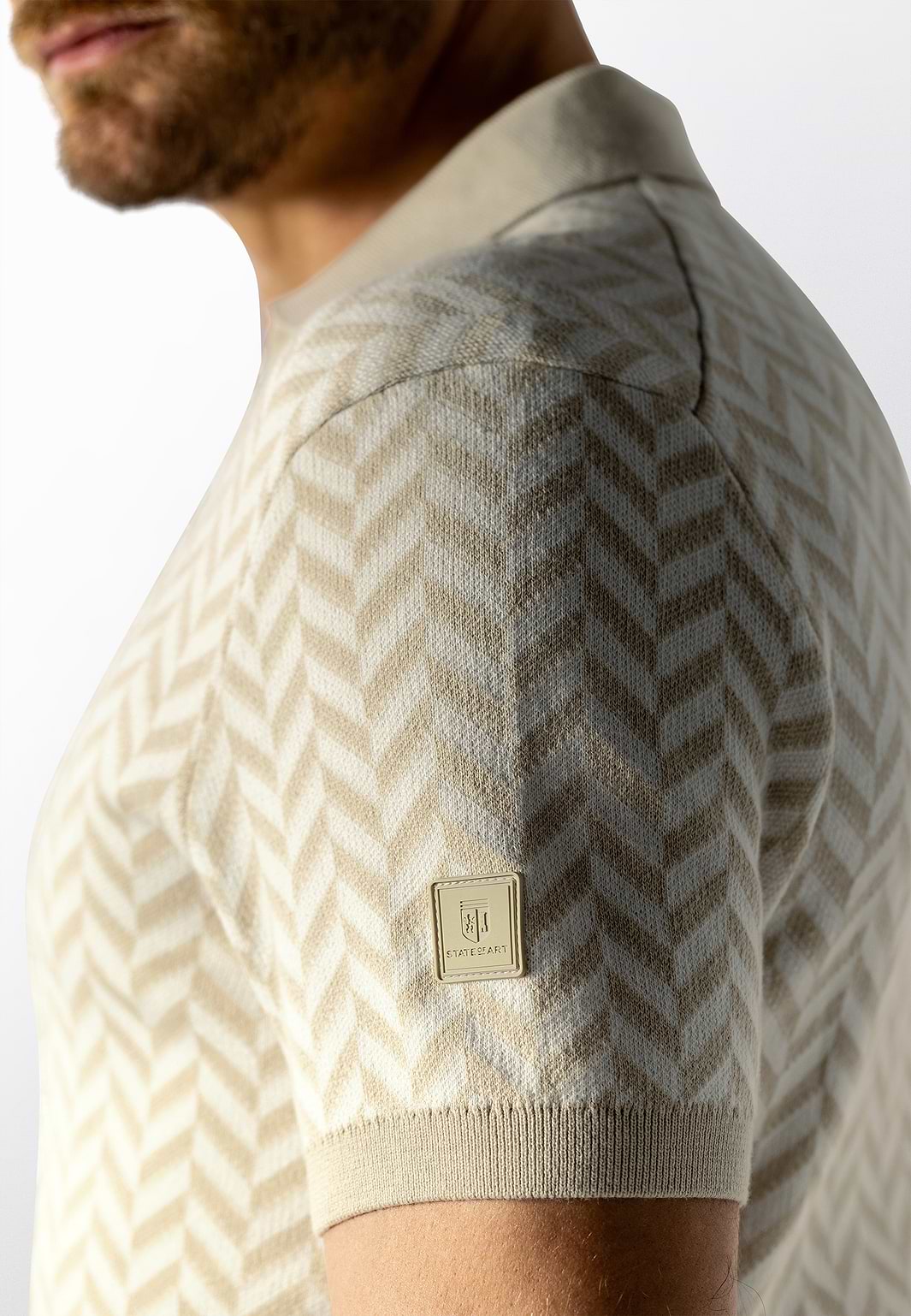 Polo-met-jacquard-visgraatmotief