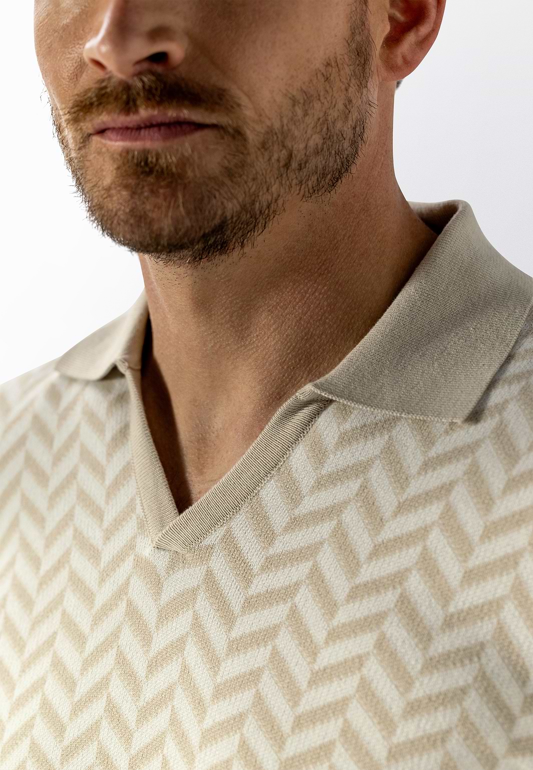 Polo-met-jacquard-visgraatmotief