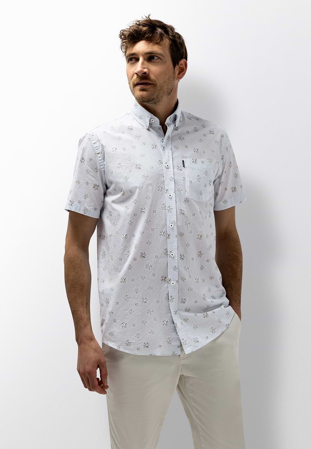 Poplin-overhemd-met-korte-mouwen