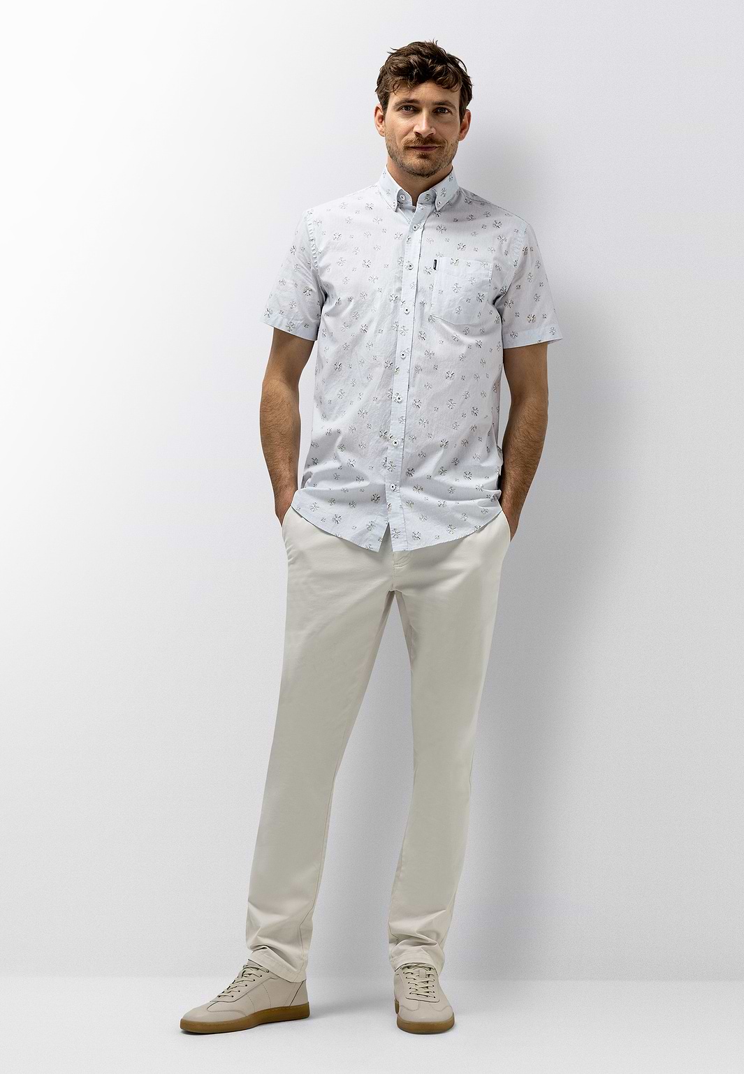 Poplin-overhemd-met-korte-mouwen