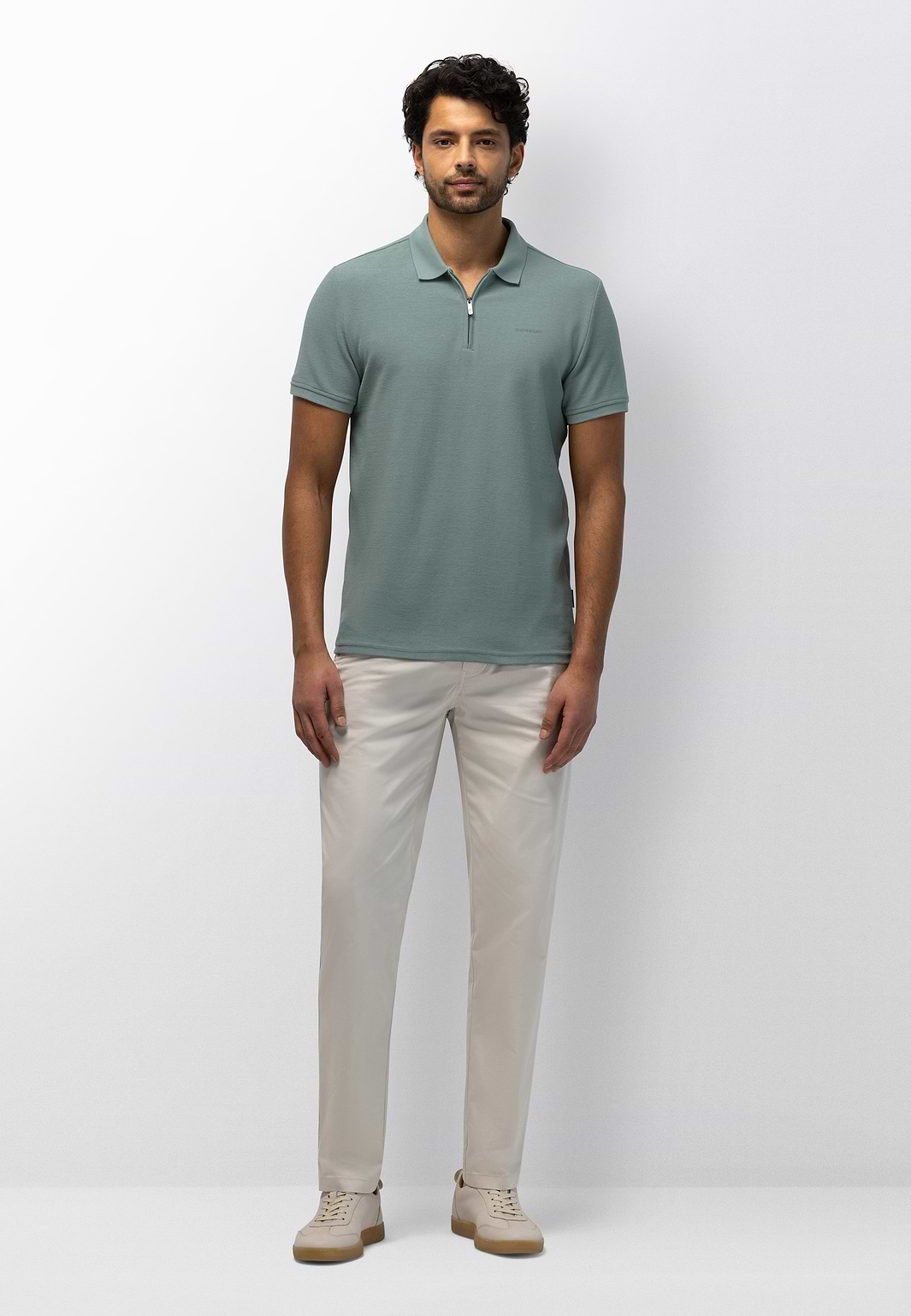 Jersey-Poloshirt-mit-kurzem-Reißverschluss