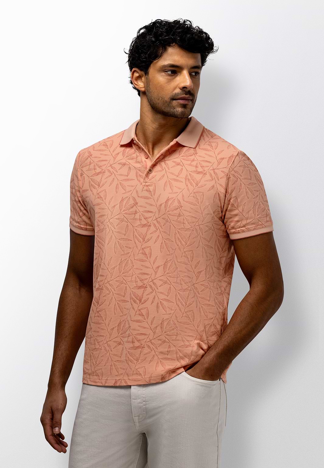 Piqué-Poloshirt-mit-botanischem-Druck